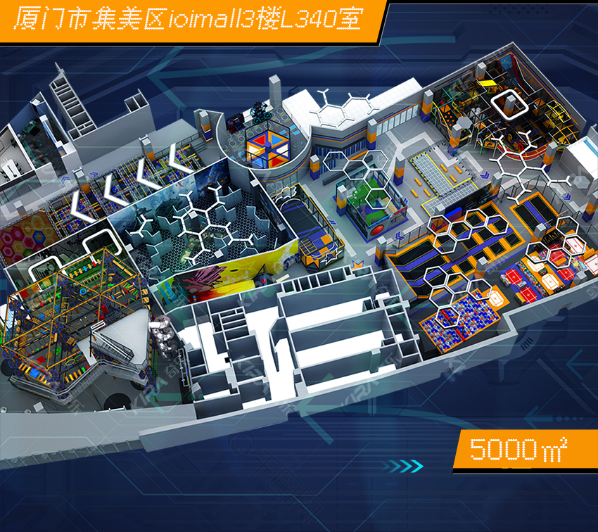 5000平場(chǎng)地的室內(nèi)運(yùn)動(dòng)公園